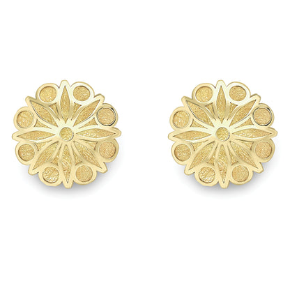 9ct Gold  Concave Flower Petal Satin Stud Earrings - SENR02269