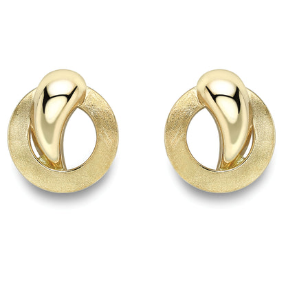 9ct Gold  Satin Ring Rain Drop Stud Earrings - SENR02271