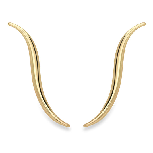 9ct Gold  Serpentine Ribbon Horns Stud Earrings 25mm - SENR02291