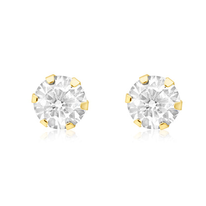 Ladies 9ct Gold  CZ 6 Claw Stud Earrings - 3mm - SENR02303