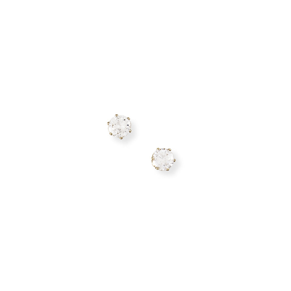 Ladies 9ct Gold  CZ 6 Claw Stud Earrings - 4mm - SENR02304