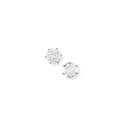 Ladies 9ct Gold  CZ 6 Claw Stud Earrings - 6mm - SENR02306