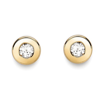 9ct Gold  CZ Donut Rubover Round Stud Earrings 3mm - SENR02403