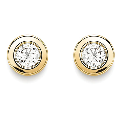 9ct Gold  CZ Donut Rubover Round Stud Earrings 4mm - SENR02404