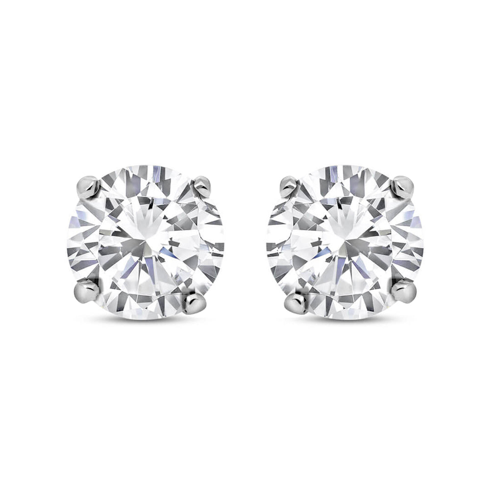 Ladies 9ct White Gold  CZ 4 Claw Stud Earrings - 6mm - SENR02406