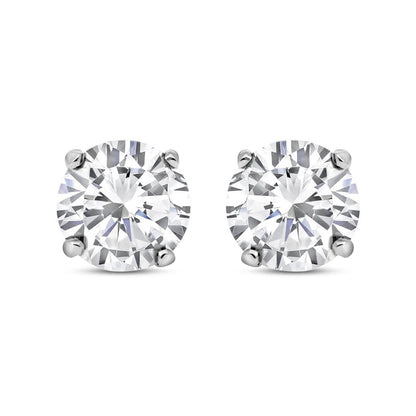 Ladies 9ct White Gold  CZ 4 Claw Stud Earrings - 6mm - SENR02406