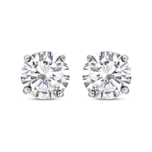 Ladies 9ct White Gold  CZ 4 Claw Stud Earrings - 7mm - SENR02407