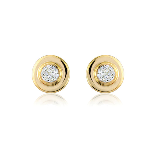 9ct Gold  Contemporary Crystal-set Stud Earrings Ladies - SENR02448