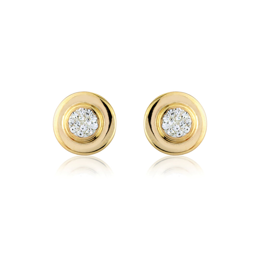 9ct Gold  Contemporary Crystal-set Stud Earrings Ladies - SENR02448