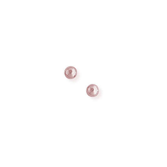 Ladies 9ct Pink Rose Gold  3D Round Bead Ball Stud Earrings - 4mm - SENR02504
