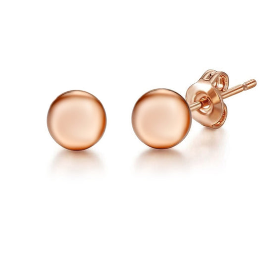 Ladies 9ct Pink Rose Gold  3D Round Bead Ball Stud Earrings - 5mm - SENR02505