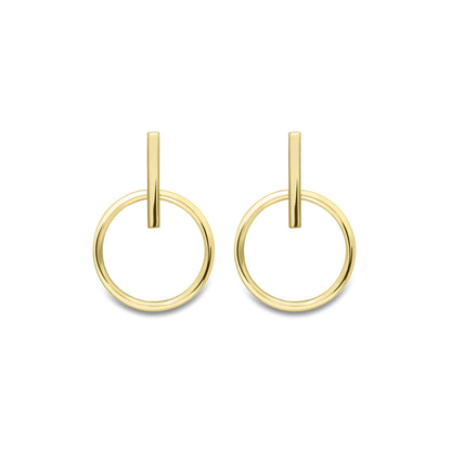 9ct Gold  Hanging Hoop Drop Earrings - ERNR02548