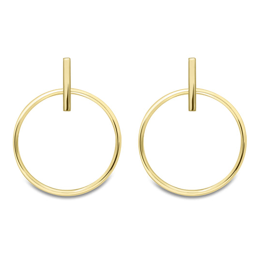 9ct Gold  Hanging Hoop Drop Earrings - ERNR02549