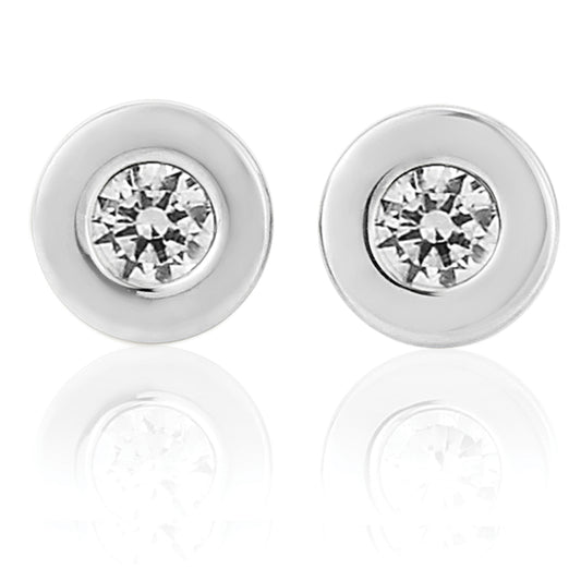Ladies 9ct White Gold  CZ Donut Ring Stud Earrings 5mm - SENR02552