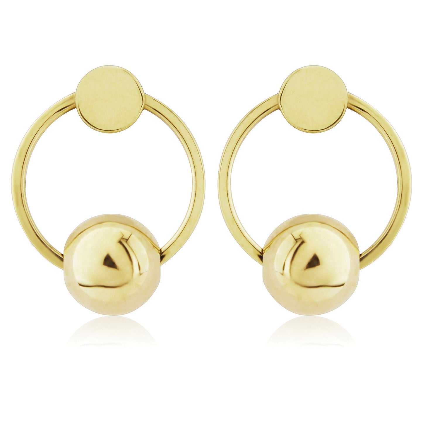 9ct Gold  Hoop Ball Stud Earrings - SENR02564