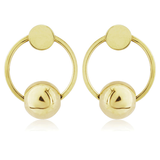 9ct Gold  Hoop Ball Stud Earrings - SENR02564