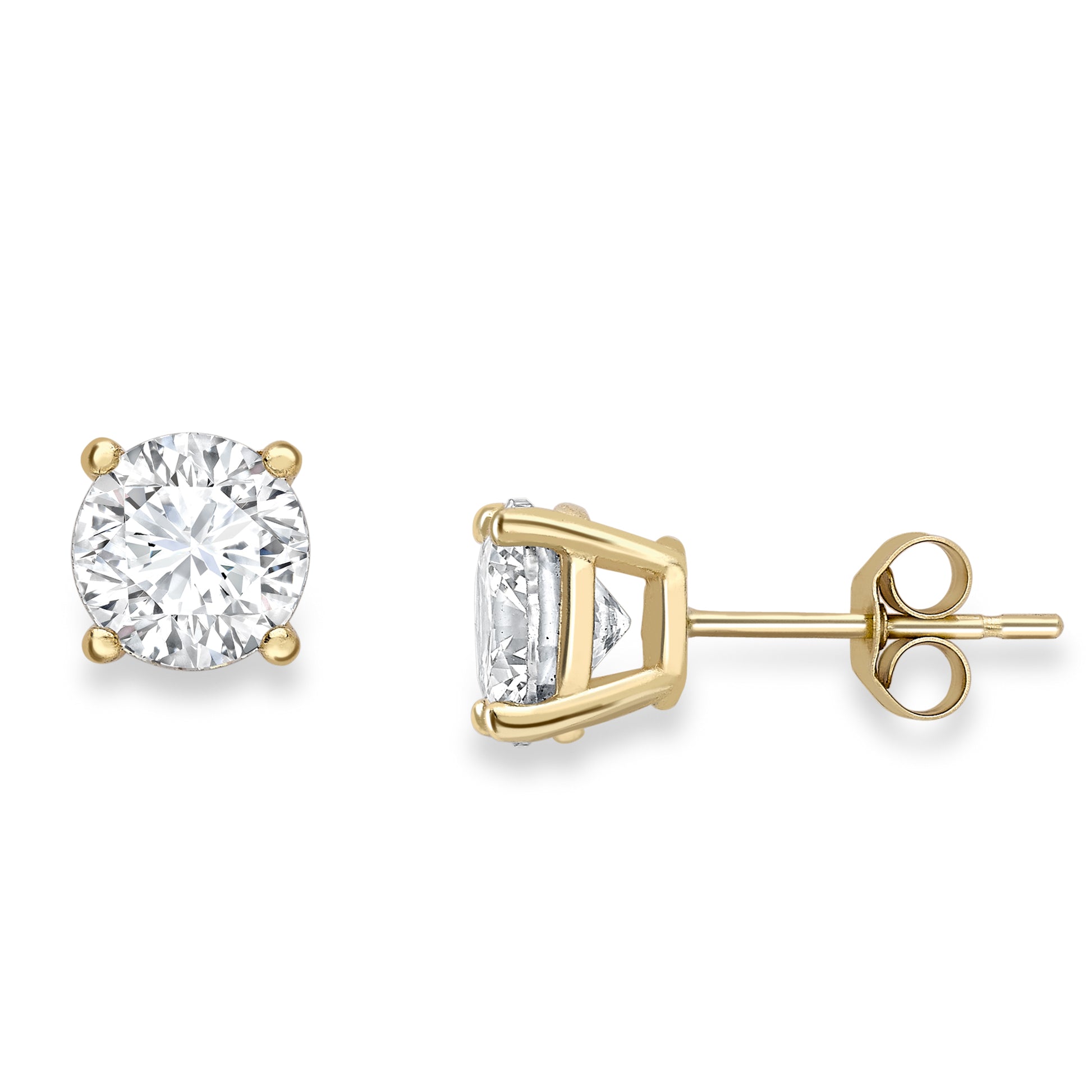 9ct Gold  CZ Simple 4-Claw Solitaire Stud Earrings 6mm - SENR02606