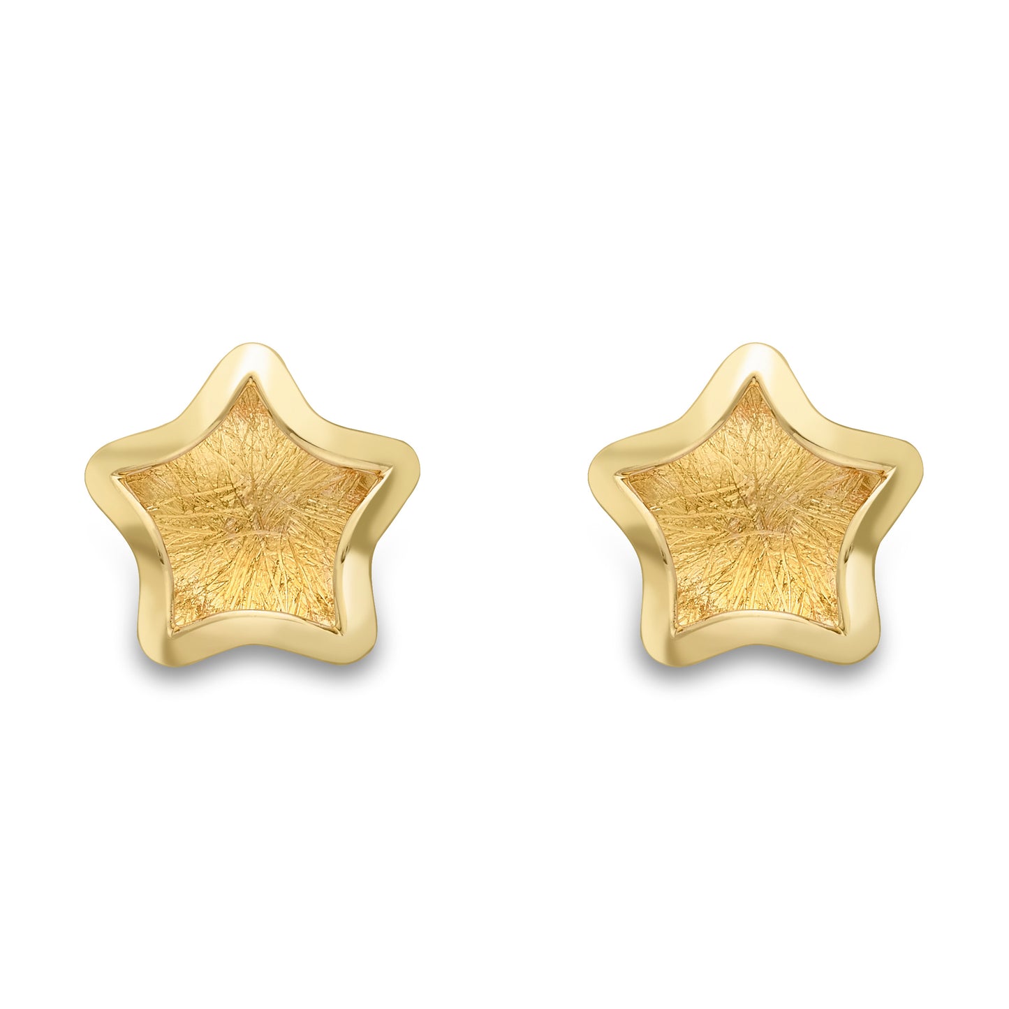 9ct Gold  Satin Brushed Super Star Stud Earrings 7mm - SENR02870