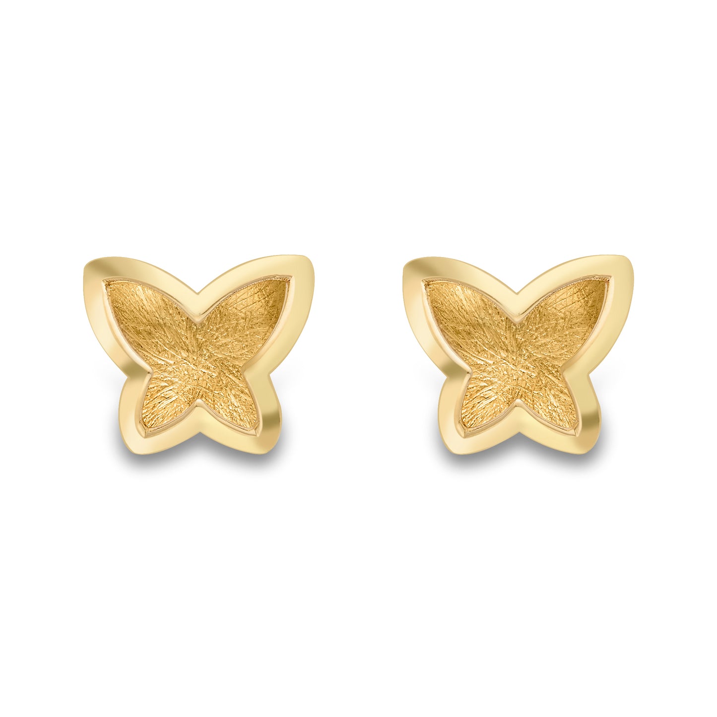 9ct Gold  Satin Brushed Butterfly Wings Stud Earrings - SENR02871