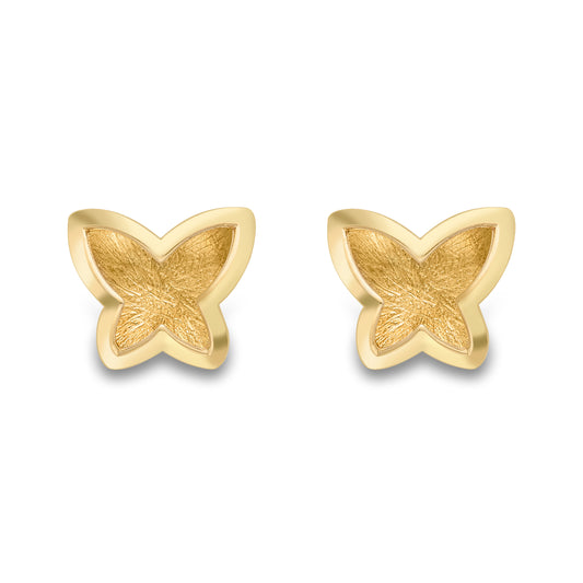 9ct Gold  Satin Brushed Butterfly Wings Stud Earrings - SENR02871