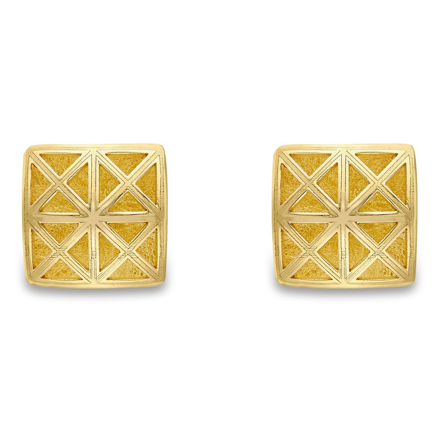 9ct Gold  Windows & Crosses Satin Brushed Stud Earrings 7mm - SENR02874
