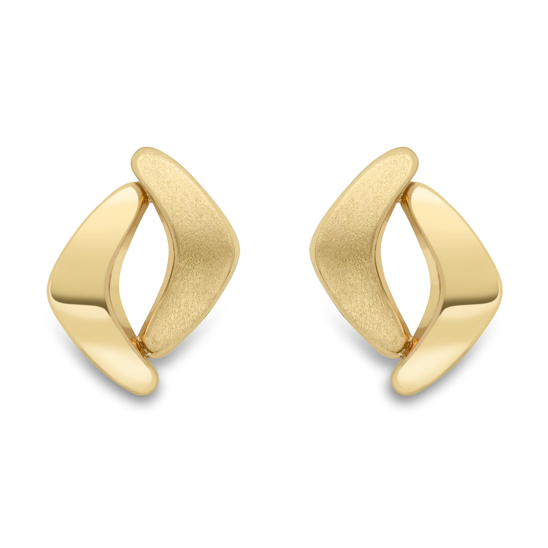 9ct Yellow Gold  Satin Brushed Boomerang Stud Earrings - SENR02875