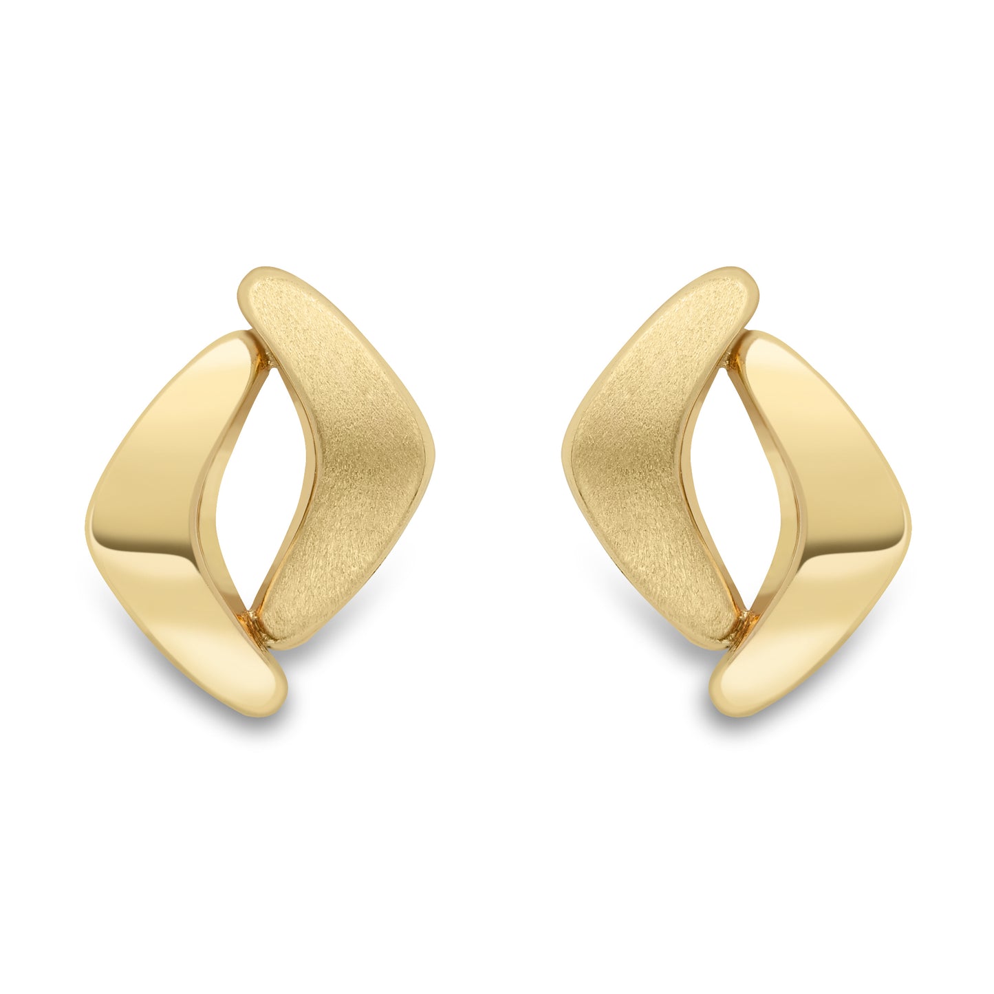 9ct Gold  Satin Brushed Boomerang Stud Earrings - SENR02875