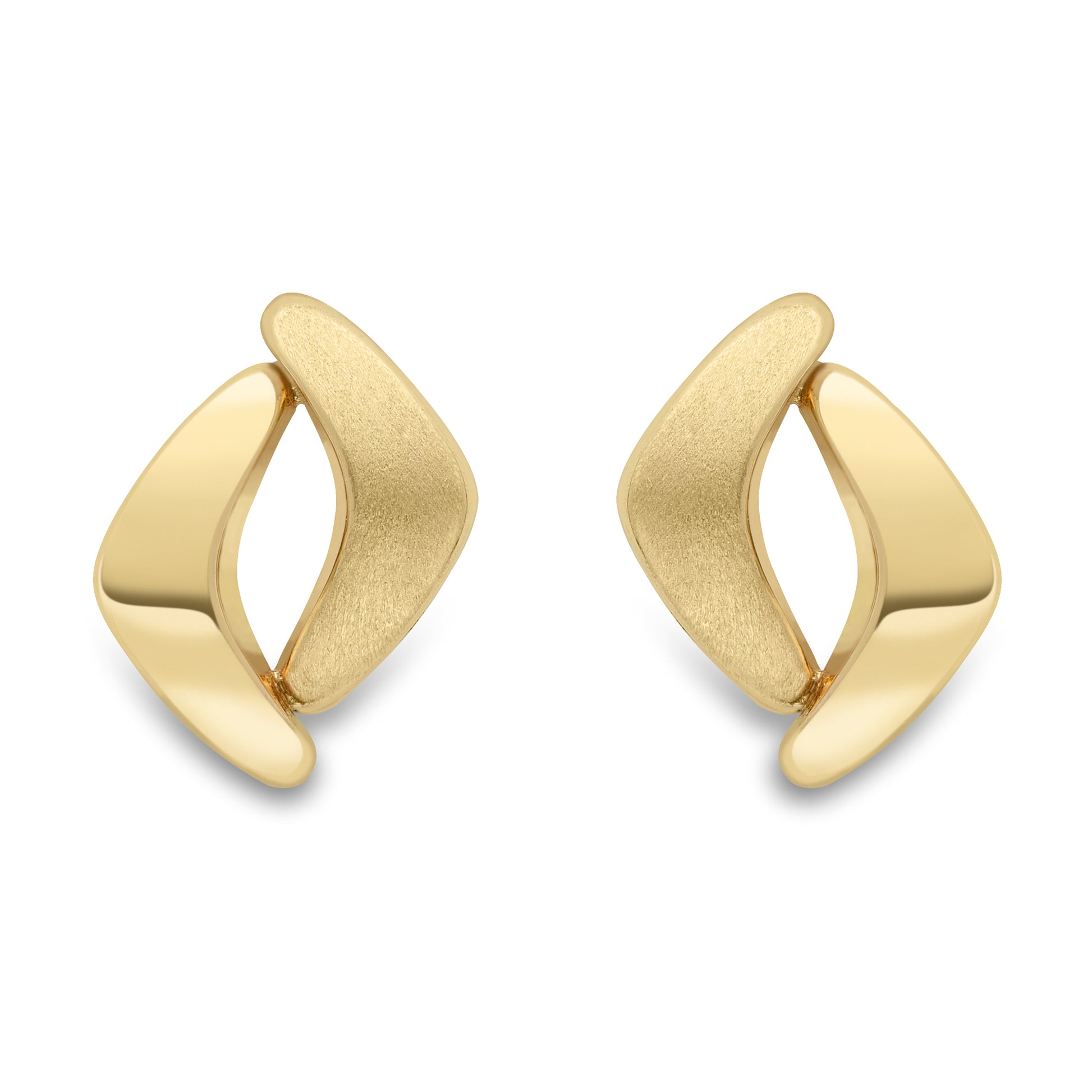 9ct Gold  Satin Brushed Boomerang Stud Earrings - SENR02875