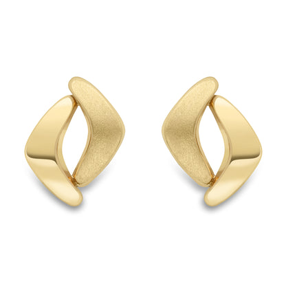 9ct Gold  Satin Brushed Boomerang Stud Earrings - SENR02875