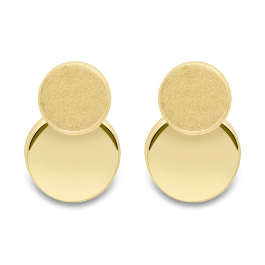9ct Gold  Snowman Double Disc Button Stud Earrings - SENR02877
