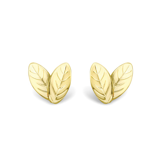 9ct Gold  Nana Mint Leaf Stud Earrings - SENR02878