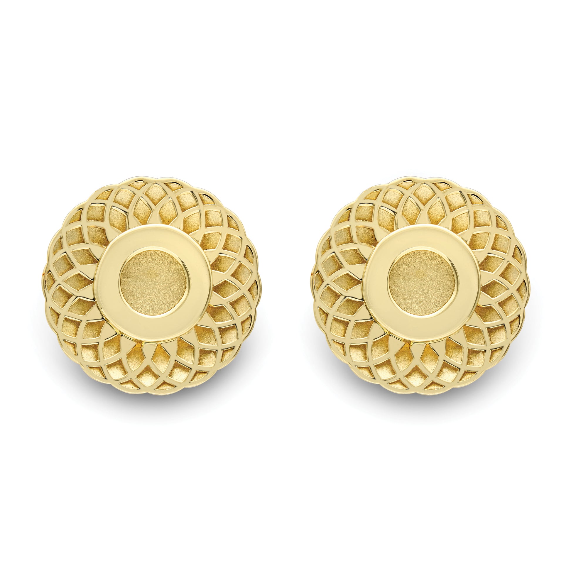 9ct Gold  Spirograph Filligree Donut Button Stud Earrings 10mm - SENR02881