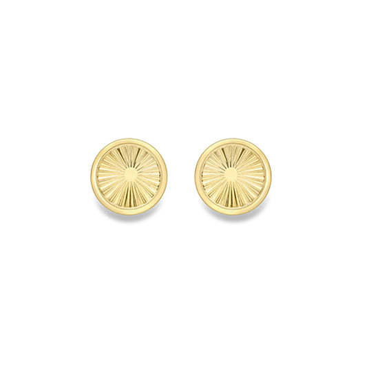 9ct Gold  Diamond-cut Starburst Button Stud Earrings 5mm - SENR02882