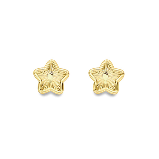 9ct Gold  Diamond-cut Starburst Twinkle Star Stud Earrings 5mm - SENR02883
