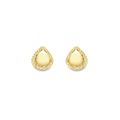 9ct Gold  Bead Edge Tears of Joy Stud Earrings - SENR02885