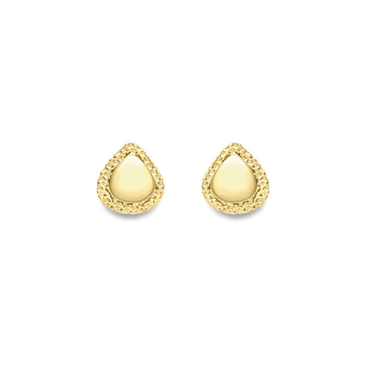 9ct Gold  Bead Edge Tears of Joy Stud Earrings - SENR02885