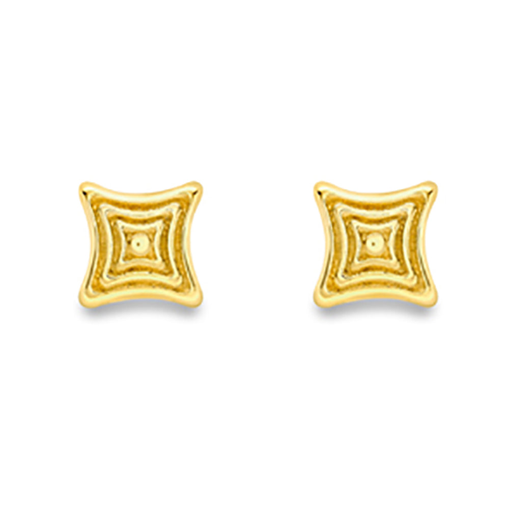 9ct Gold  Concave Square Tunnel Grooved Stud Earrings 5mm - SENR02887