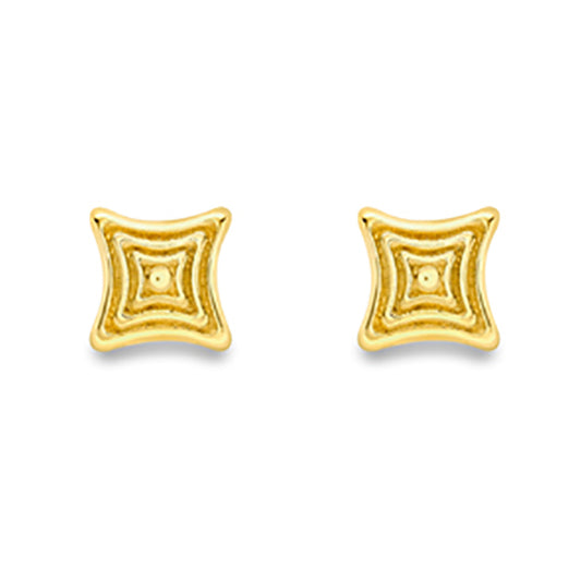 9ct Gold  Concave Square Tunnel Grooved Stud Earrings 5mm - SENR02887