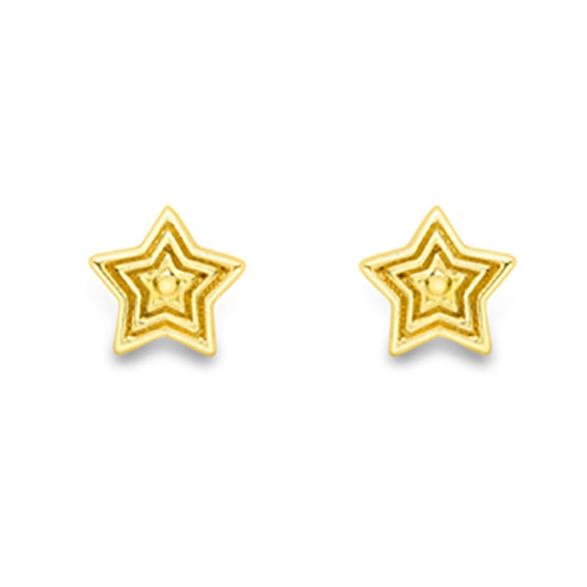 9ct Gold  Super Star Tunnel Grooved Stud Earrings 5mm - SENR02888