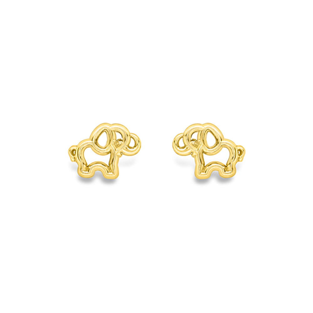 9ct Gold  Elephant Outline Stud Earrings - SENR02889