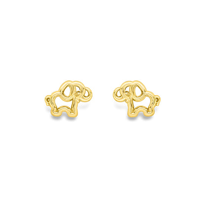 9ct Gold  Elephant Outline Stud Earrings - SENR02889