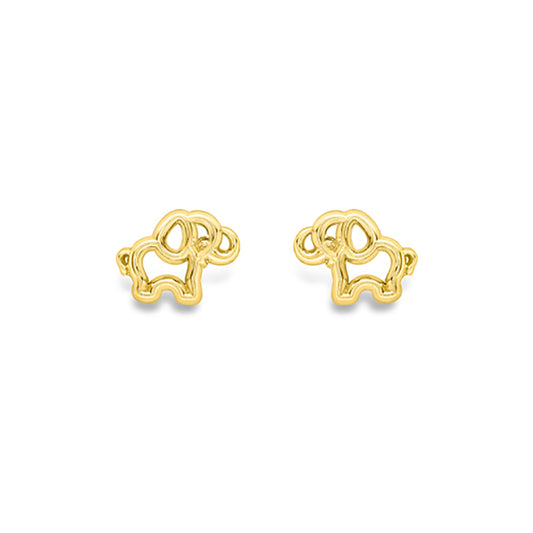 9ct Gold  Elephant Outline Stud Earrings - SENR02889