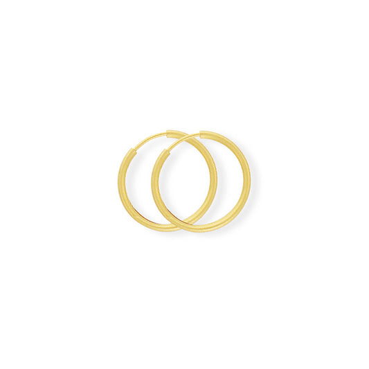 Ladies 9ct Gold  0.75mm Thin Sleeper Hoop Earrings - 14mm - SENR02926
