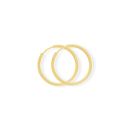 Ladies 9ct Gold  0.75mm Thin Sleeper Hoop Earrings - 18mm - SENR02927