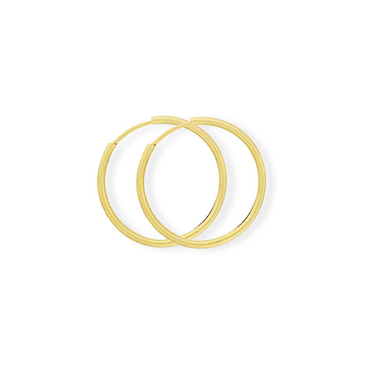 Ladies 9ct Gold  0.75mm Thin Sleeper Hoop Earrings - 22mm - SENR02928