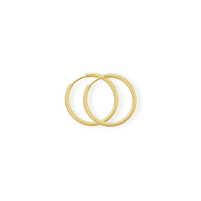 9ct Gold  0.75mm Diamond-cut Sleeper Hoop Earrings - 14mm - SENR02929
