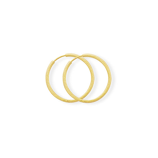 9ct Gold  0.75mm Diamond-cut Sleeper Hoop Earrings - 17mm - SENR02930
