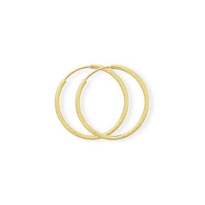 9ct Gold  0.75mm Diamond-cut Sleeper Hoop Earrings - 22mm - SENR02931