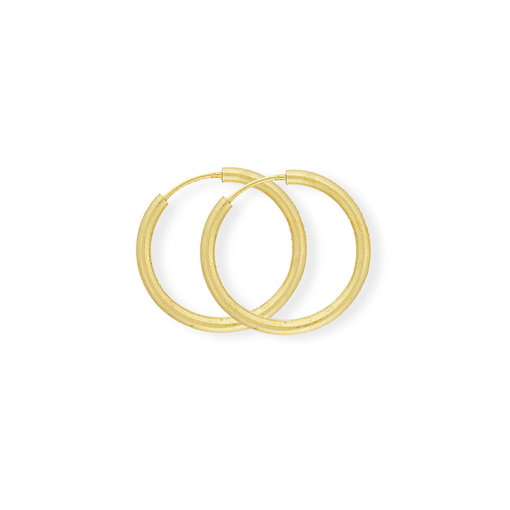 Ladies 9ct Gold  1.2mm Gauge Sleeper Hoop Earrings - 18mm - SENR02933