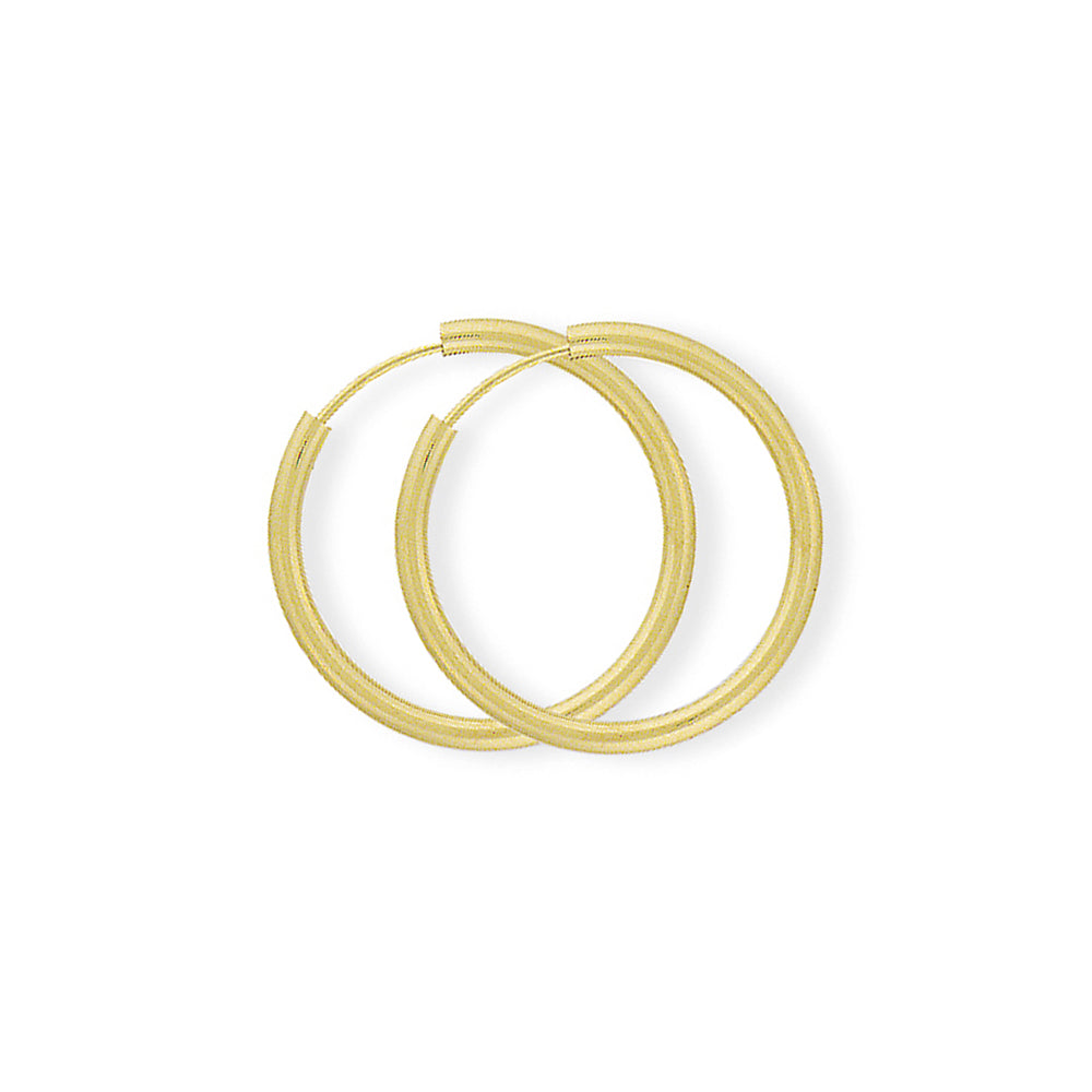 Ladies 9ct Gold  1.2mm Gauge Sleeper Hoop Earrings - 22mm - SENR02934